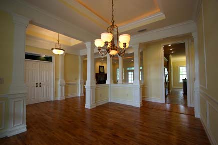 Custom Home Designs, custom home dining room design, colonnade, light shelf tray ceiling