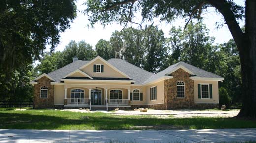 Cinnamon Hill Architects, custom country home design on acreage, raised front porch with guard rails